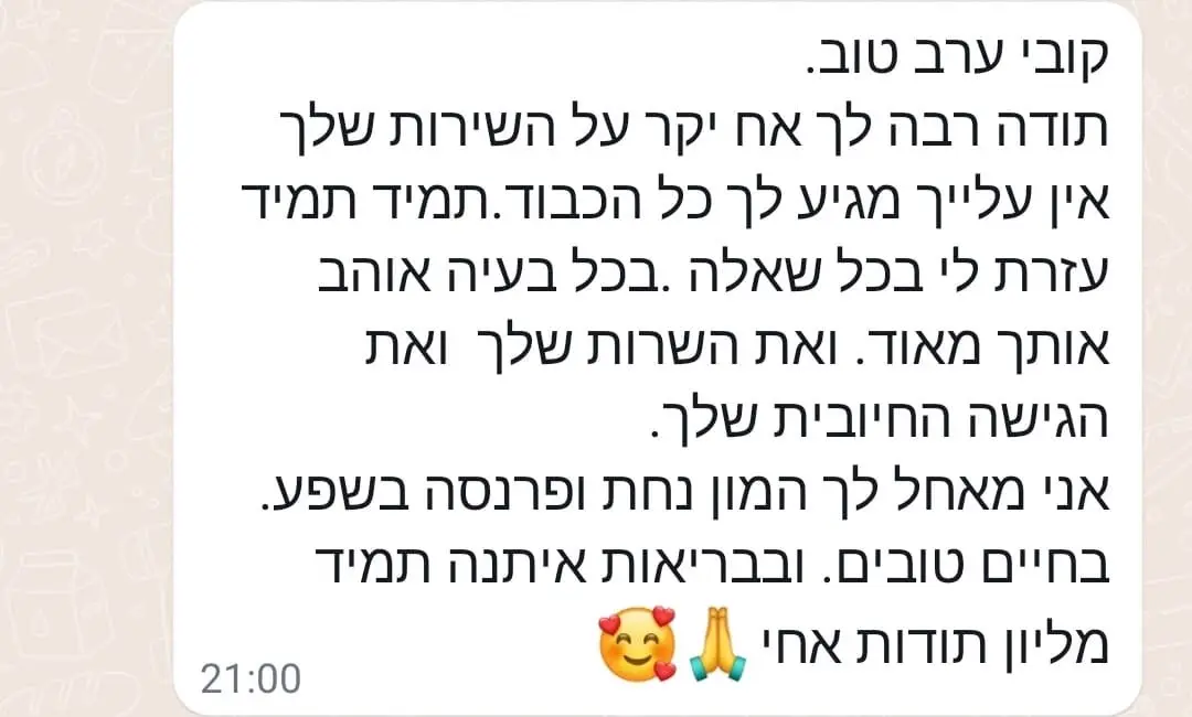 צילום מסך משיחה עם לקוח