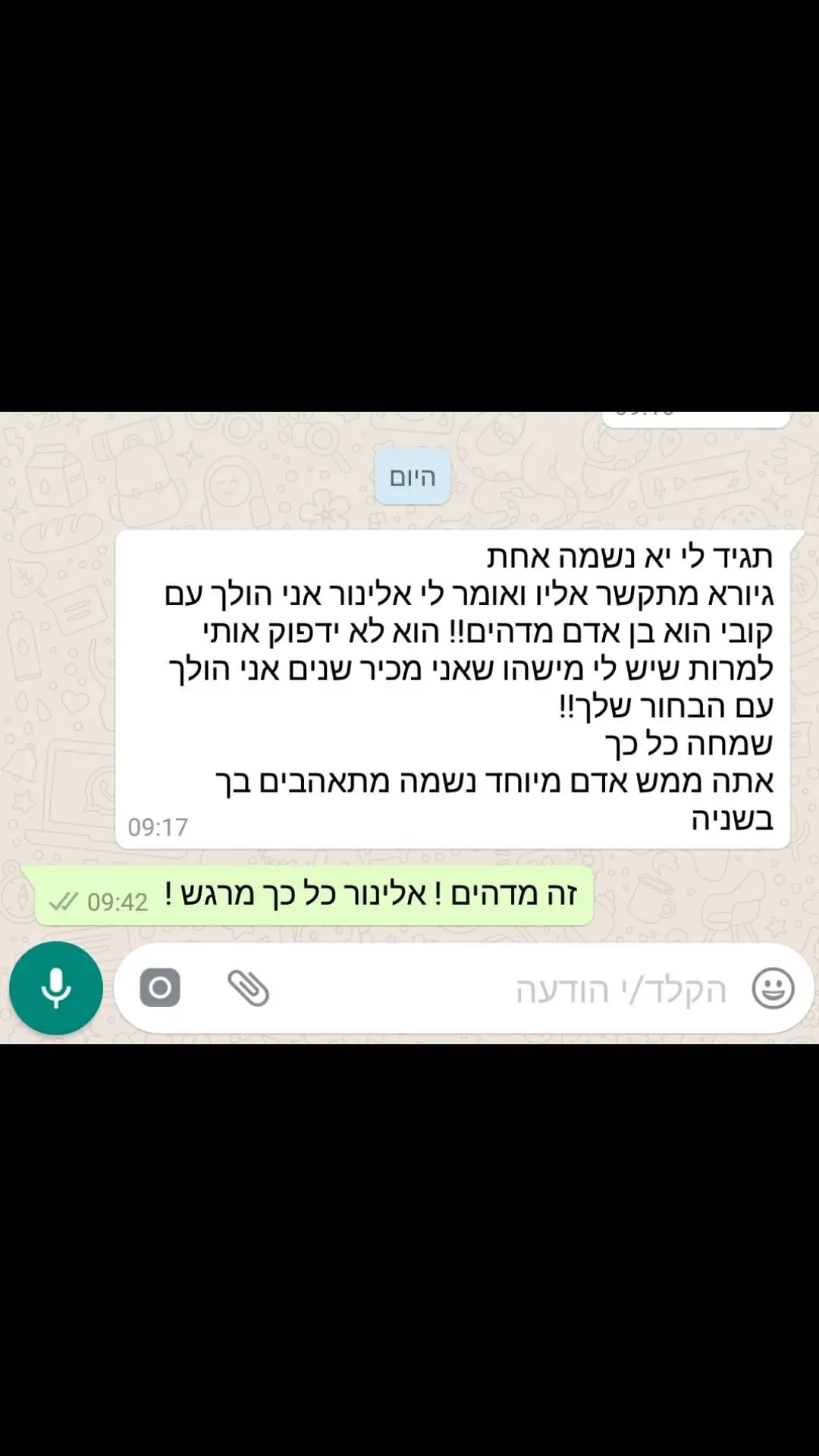 צילום מסך משיחה עם לקוח