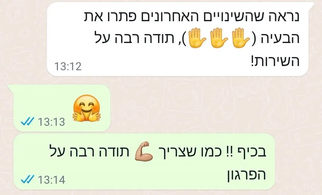 צילום מסך משיחה עם לקוח
