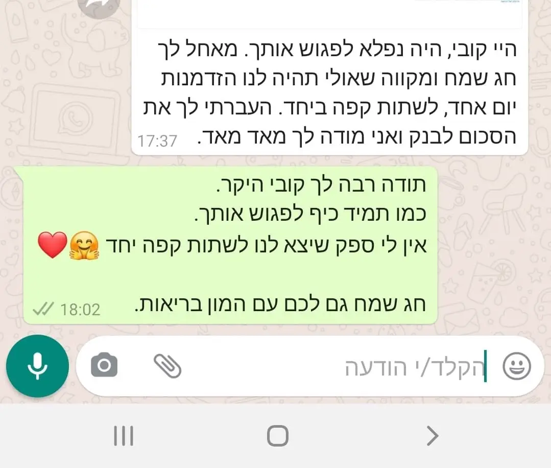 צילום מסך משיחה עם לקוח