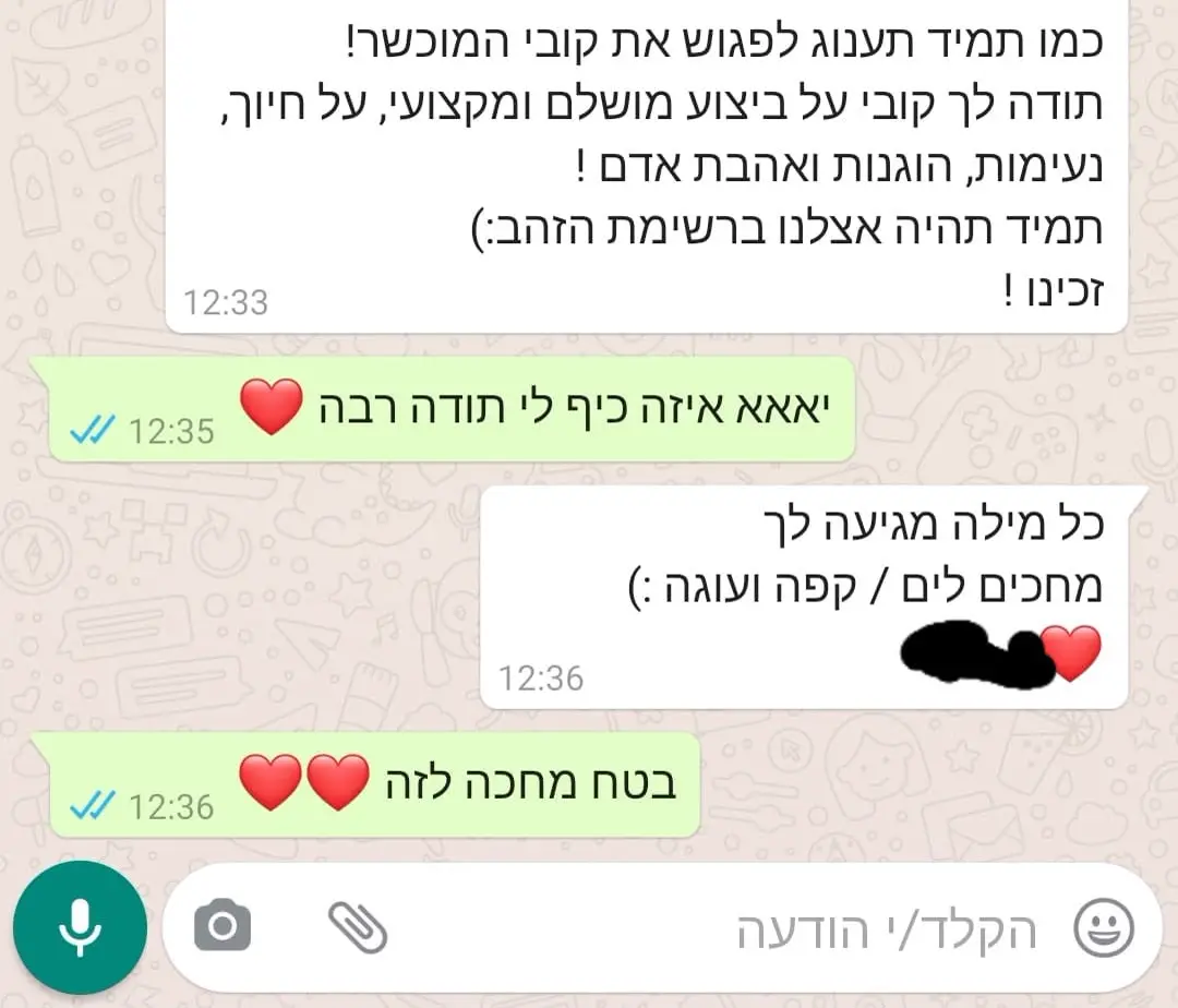 צילום מסך משיחה עם לקוח