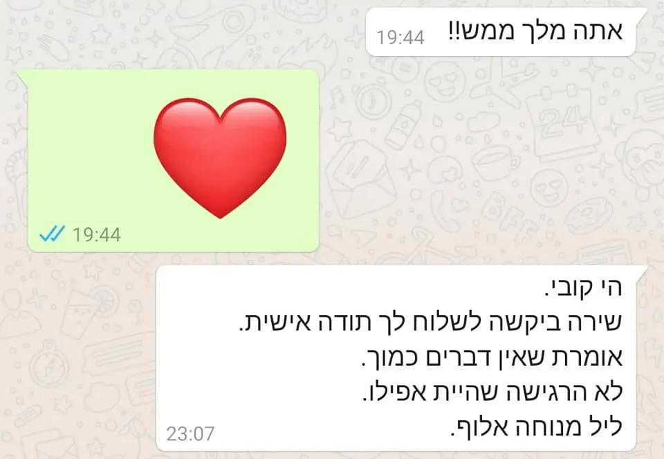 צילום מסך משיחה עם שירה