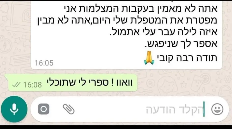צילום מסך משיחה עם לקוח