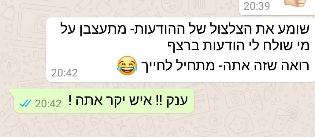 צילום מסך משיחה עם לקוח